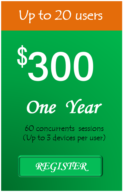 Click for 20 users group subscription for 365 days at 300 USD